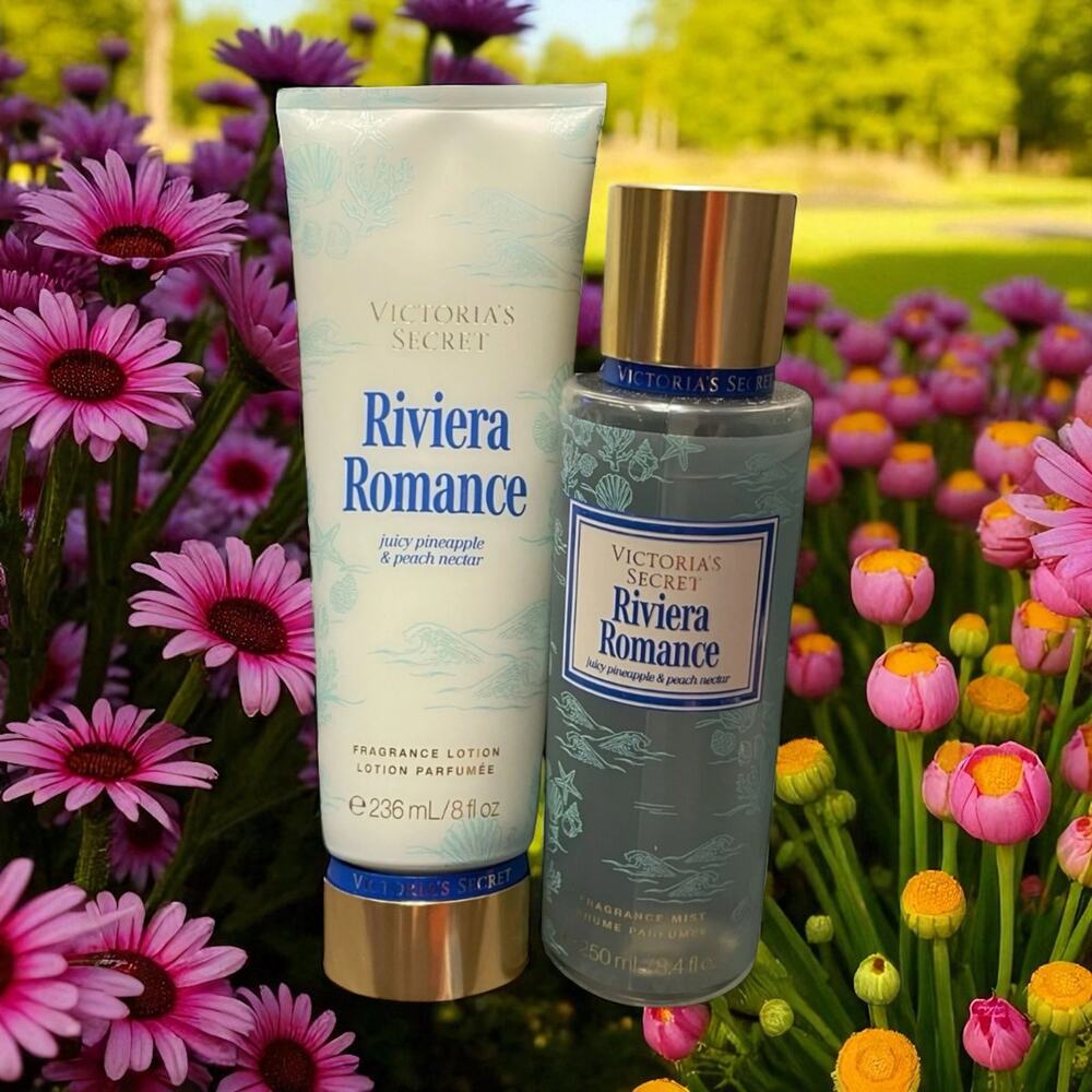 Victorias Secret Riviera Romance Fragrance Mist & Lotion Set Pineapple Peach New